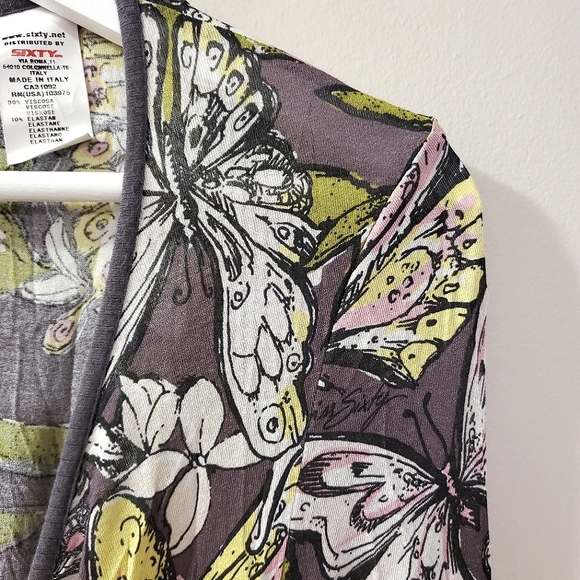 Vintage Miss Sixty Butterfly Print Wrap Dress - Size M - Picture 8 of 13